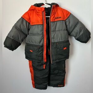 Pacific Trail 2pc snowsuit Orange & Gray Jacket & Snow Bib Pants Set 18 mo